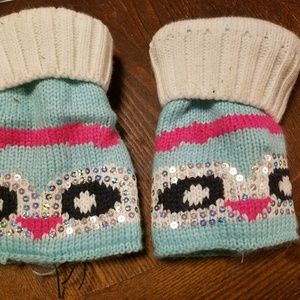 Light blue, pink and white owl sequin legging sock